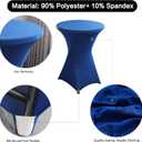 2Pack Royal Blue Spandex Cocktail Table Cover for Weddings Parties and Events 24x43 inch Elastic Round Tablecloth (Royal Blue)