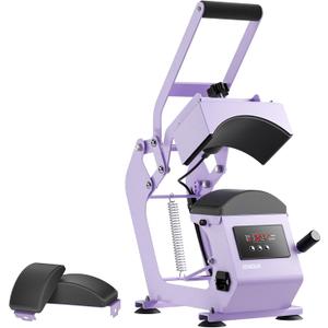 Hat Press Heat Machine for Caps with Precise Temp&Timer Control, Timer Auto Starter, Hat Heat Press with 2 Platens for Trucker Hat & HTV Iron on Vinyl, Sublimation Hat Press, Heat Transfer (Purple)