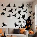 Crow Halloween Wall Decor 120 Pieces Halloween Wall Stickers Black Raven Decor Crow Window Clings Gothic Wall Decor Bird Stickers for Living Room
