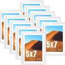 5x7 Picture Frame White Set of 10, Display 4x6 with Mat or 5 x 7 Without Mat Picture, Photo Frame Collage for Wall Gallery or Table Deco, Hanging or Tabletop Display