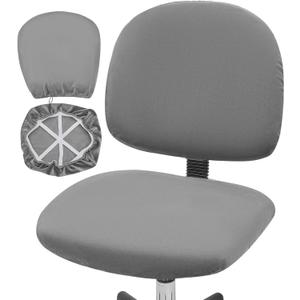 NeColorLife Velvet Office Chair Covers - Stretchable Desk Chair Seat Covers, Thick and Durable Slipcovers for Universal Computer Chairs (2Pcs Set,Grey) (Grey)