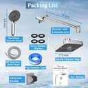 High Pressure Rainfall & Handheld Shower Head Combo, 3-Spray Fixed Showerhead and 6 Sprays Hand Held with 6ft Stainless Steel Hose and Adjustable Extension Arm (Silver black)