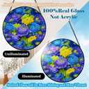 Stained Glass Suncatcher Flowers Handmade Window Hangings Colored Glass Suncatcher Crafts Kits for Indoor Garden Christmas Decoration Home Decor for Women Wife 6.3 in (Blue Purple Yellow Flowers)
