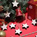 Jetec 12 Pieces Christmas Wooden Star Ornaments Blank Cutout Stars Sign Rustic Wooden Farmhouse Hanging for Christmas Tree Ornaments Decorations(White)