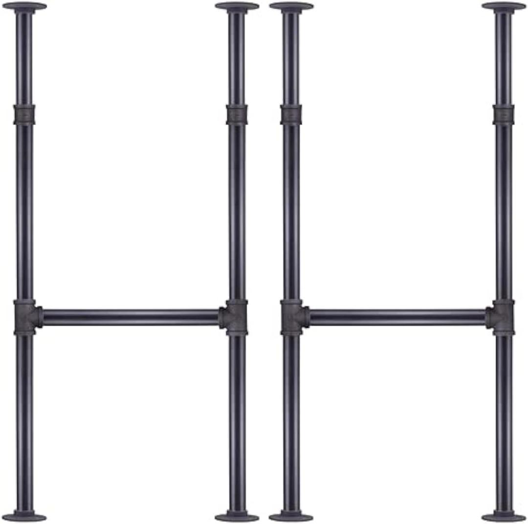 38 Inch Industrial Pipe Table Leg for Bar Height Pub Table, H-Shape, Iron Base Legs Coffee Tables, Desks, Nightstand - Vintage, Mid-Century Modern Aesthetic 2 Pack