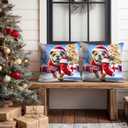 HOMETITUTE 18x18 Inch Set of 2 Merry Christmas Throw Pillow Covers Soft Decorative Bulldog Cushion Covers Holiday Winter Pillow Cases Rustic Farmhouse Decor for Sofa Couch Bed Living Room