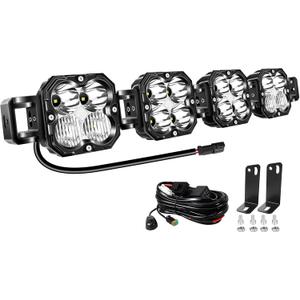 Willpower 27" 120W 12000LM LED Work Light Bar with 12V DT Wire Harness, Square Off Road Driving Lights Fog Lamp for Car Truck Boat Tractor 4x4, 6000K White, Waterproof Headlight, Flood Spot Combo