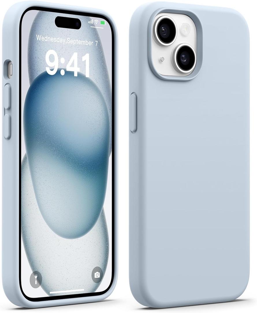AOTESIER Compatible with iPhone 15 Case, Upgraded Silicone [Military Shockproof Protection] Phone Case for iPhone 15, 6.1 inch, Baby Blue