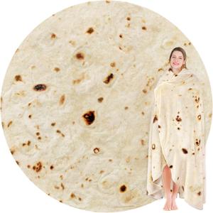 Jorbest Burrito Tortilla Throw Blanket Birthday Gifts for Women Men Teen Boys Girls, Novelty Tortilla Food Blanket Funny Gifts for Adult Kids, 285 GSM Soft Flannel Taco Blanket (Yellow, 90 inches)