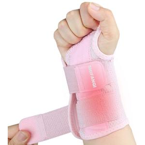Compression Wrist Brace for Men and Women, Recovery Night Wrist Sleep Support Brace - Adjustable Support Splint for Wrist Pain, Carpal Tunnel, Arthritis, Tendonitis (Pink, Right Hand, Small/Medium)