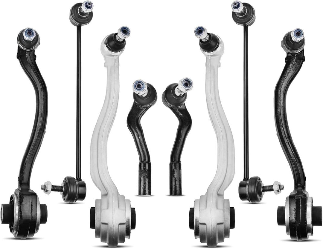 A-Premium Set of 8, Front Upper & Lower Rearward Control Arm, Sway Bar Link, Outer Tie Rod End, Compatible with Mercedes-Benz - 01-09- C230 C240 C280 C320 C350 CLK320 CLK350 CLK500 CLK550 CLK55 AMG