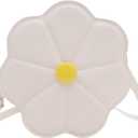 Trendy Flower Shaped Crossbody Bag for Women PU Leather Shoulder Purse Casual Satchel Fashion Accessory (White)