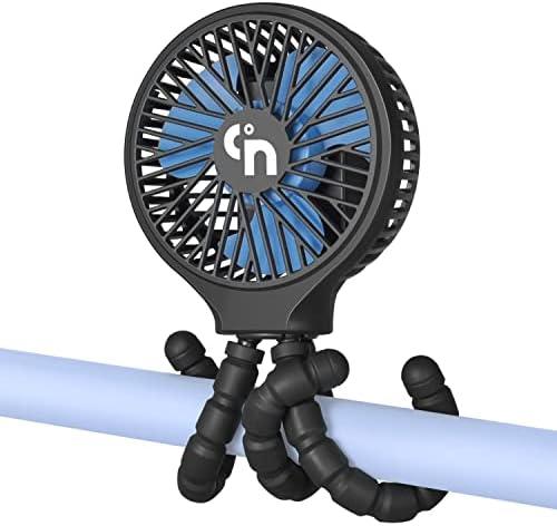 WiHoo Portable Stroller Fan, 11H Ultra-long Battery Life 3 Speed 360°Rotate, USB Rechargeable or Battery Operated Cooling Clip On for Baby Crib Travel Car Seat Black