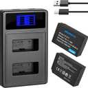 2-Pack LP-E17 Battery and LCD Dual Charger Set, for Canon EOS R100 R50 R10 R8 RP,Rebel T8i, T7i, T6i, T6s, SL3,SL2, EOS M3, M5, M6, EOS 8000D, 200D, 77D, 750D,760D, 800D Digital SLR Camera