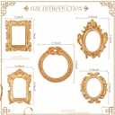 5 Pieces Vintage Resin Picture Frame Antique Vintage Photo Frame Mini Oval Rectangle Gothic Frames Hanging Photo Frame for Home Wall Jewelry Display Hotel Decor, Without Glass or Backing