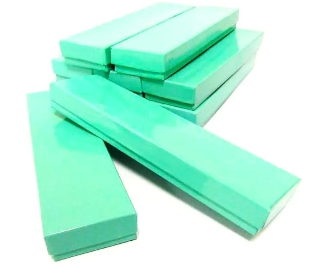 Teal Green Cotton Filled Cardboard Paper Jewelry Necklace, Bracelet, Earrings, Watches, Anklets Jewelry Gift Packaging Display Presentation Box Size-8.0" x 2.0" x 1.0" 13 total