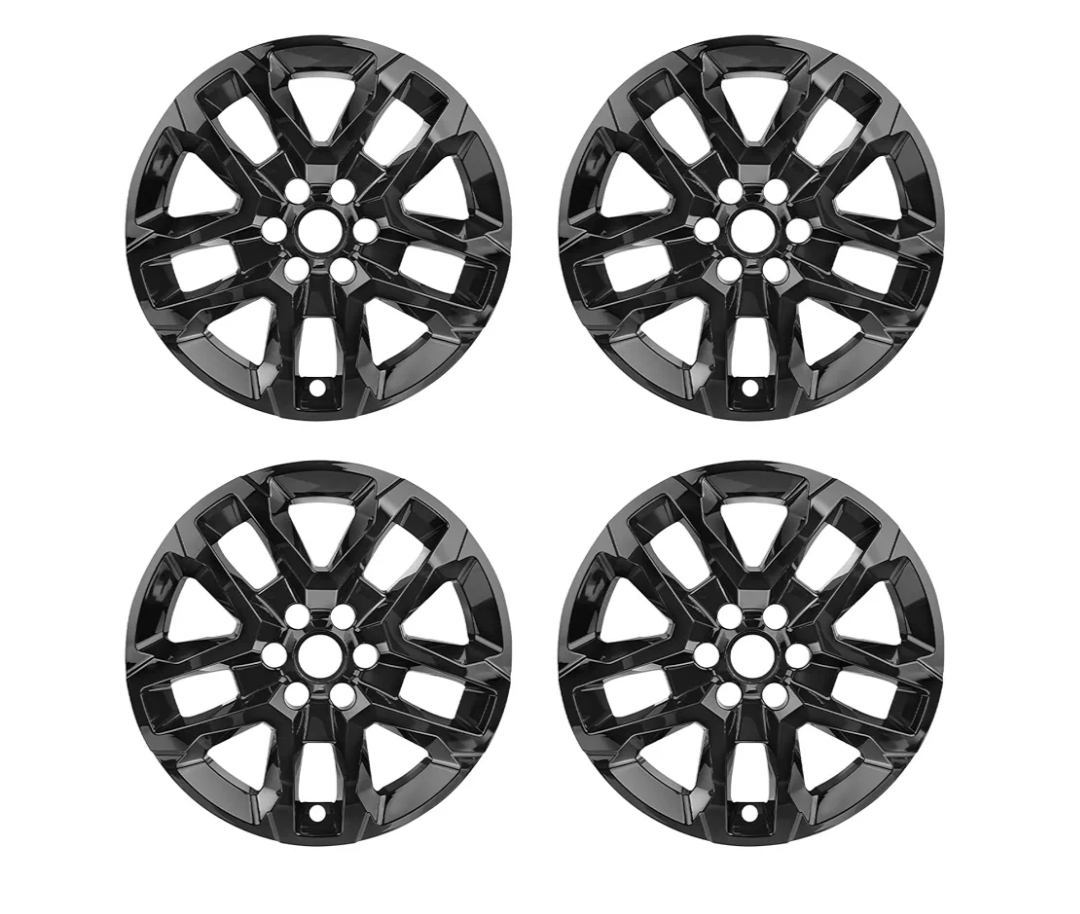 Glossy Black Wheel Skins Compatible with Chevy Traverse 2018-2023 18-inch Wheel Covers ；Set of 4 Pcs