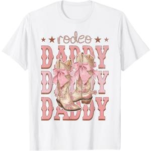 Rodeo Daddy Pink Boots Coquette Cow-Girl Birthday Party T-Shirt, Large