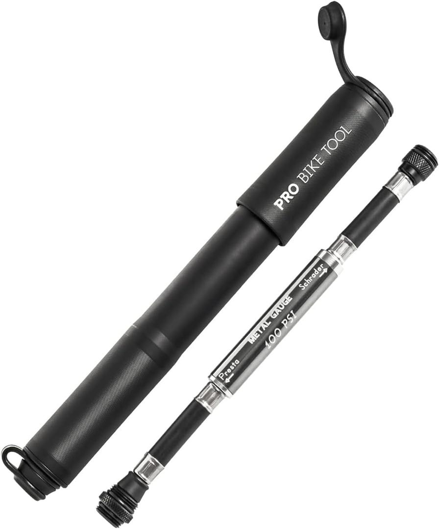 Pro Bike Tool Mini Bike Pump - Compact and Portable Bicycle Tire Pump for Fast Inflation - Compatible with Presta and Schrader Valves - Lightweight and Durable Design - Essential Bicycle Accessories (MATT Black) Pro Bike Tool Mini Bike Pump - Compact and Portable Bicycle Tire Pump for Fast Inflation - Compatible with Presta and Schrader Valves - Lightweight and Durable Design - Essential Bicycle Accessories (MATT Black)