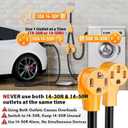 MECMO NEMA 14-30P to 14-50R EV and 14-30R 4-Prong Dryer Outlet Splitter for Modern 14-30R Receptacles Only, One Device at a Time Max 30A Shared, 24A Level 2 EV Charging, ETL Listed