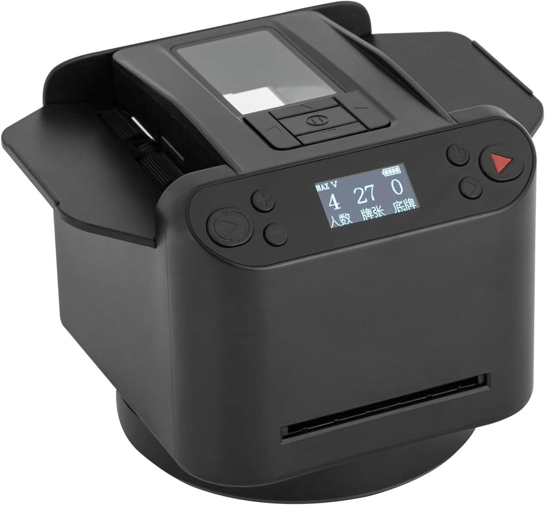 Automatic Card Shuffler and Dealer Machine, 360 Rotating 2-in-1 Eletric Shuffling and Dealing Machine with Wireless Remote, Playing Card Table Accessories for Poker Blackjack (Black)