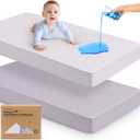2-Pack Waterproof Crib Mattress Protector Cover Fitted - Quiet Baby Crib Mattress Pad Sheets, 52" x 28" Soft Quilted Cotton Baby Sheet, Machine Washable, Easy Fit, Durable (Thistle/Quin)