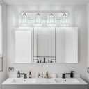 Modern Vanity Light 4-Lights Brushed Nickel Vanity Light Crystal Bathroom Wall Light Bathroom Light Fixtures