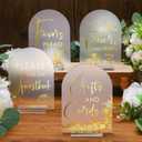 Chunful 4 Pcs Clear Acrylic Wedding Sign for Ceremony Reception 5" x 7" Frosted Arch Wedding Signage Decor with Stand Guestbook Cards and Gifts in Loving Memory Favors Sign(Shiny Gold,Classic Style)