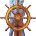 DoubleFill 4 Feet Ship Wheel Cardboard Cutout Nautical Party Decorations Stand up Large Captain Wheel Photo Props Back Drops for Pirate Nautical Party Home Outdoor Decor