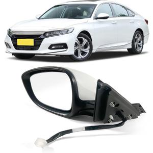 Left Driver Side Door Mirror For Honda Accord LX, Sport 2018-2022  Power  Non-Heated No-Turn signal Match to Platinum White Pearl Replaces HO1320328 76258-TVA-A02 (3pin)