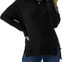AirZeal Womens Long Sleeve Tops Ribbed Loose Fit Oversized Shirt with Side Slit High Low Hem Fall T Shirts (Large, 12378black)