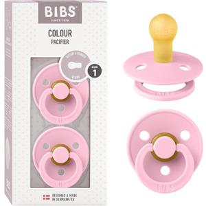 Bibs Pacifiers Color Collection, Set of 2 BPA-Free Latex Pacifiers Made in Europe, Round Nipple Baby Pacifier.
