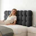 Full Headboard Pillow Foldable Upholstered Headboard Built in Wooden Board Support Bed Large Bolster Resting Cushion for Sitting in Bed, Backrest for Bedroom Daybed, Dark Grey 47x24x8 Inch