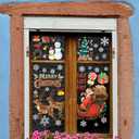 2 x Christmas Party Decorations - Snowflake Window Clings Stickers for Glass | Christmas Decorations Indoor Outdoor - Holiday Santa Claus Reindeer Decals Xmas Decor Party Favors Supplies for Outside 2025 (White Red)