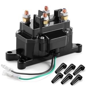 12V 250A Well-Made Winch Solenoid Relay Contactor Thumb Truck Serves as a Perfect Replacement for ATV UTV 2000-5000lbs Winch with 6 Protecting Caps