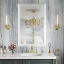 Amorho Bathroom Mirror, 24x36 Inch White Thick Metal Framed Wall Mirrors for Over Sink, Bedroom, Living Room, Entryway, Rectangle Wall-Mounted Mirrors(Horizontal/Vertical).