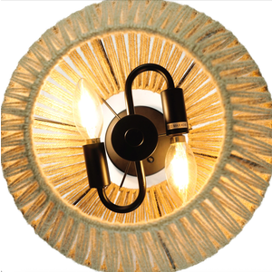 Rattan Flush Mount Ceiling Light  9"