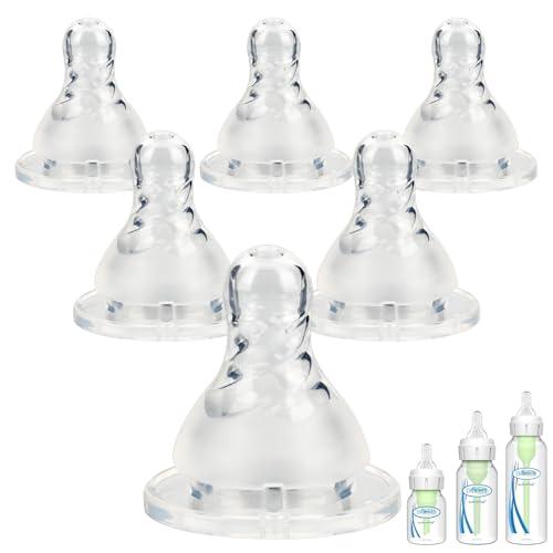 Silicone Nipples for Level 3 Dr. Brown's Narrow Baby Bottle & Glass Bottles, Fast Flow, 6m+, 6 Count