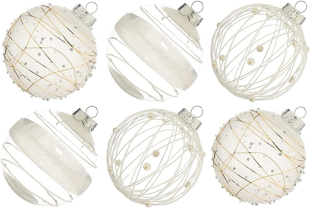 XmasExp Christmas Ball Ornaments Set, Shatterproof Christmastree Decorations,6ct Large Plastic Hanging Ornaments,100mm/4,White