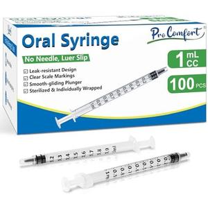 Pro Comfort 1ml Syringe without Needle, No Needle Individually Packaged Oral Syringe for Scientific Labs, Measurement, Dispensing, Oil or Glue Applicator Oral Dispenser