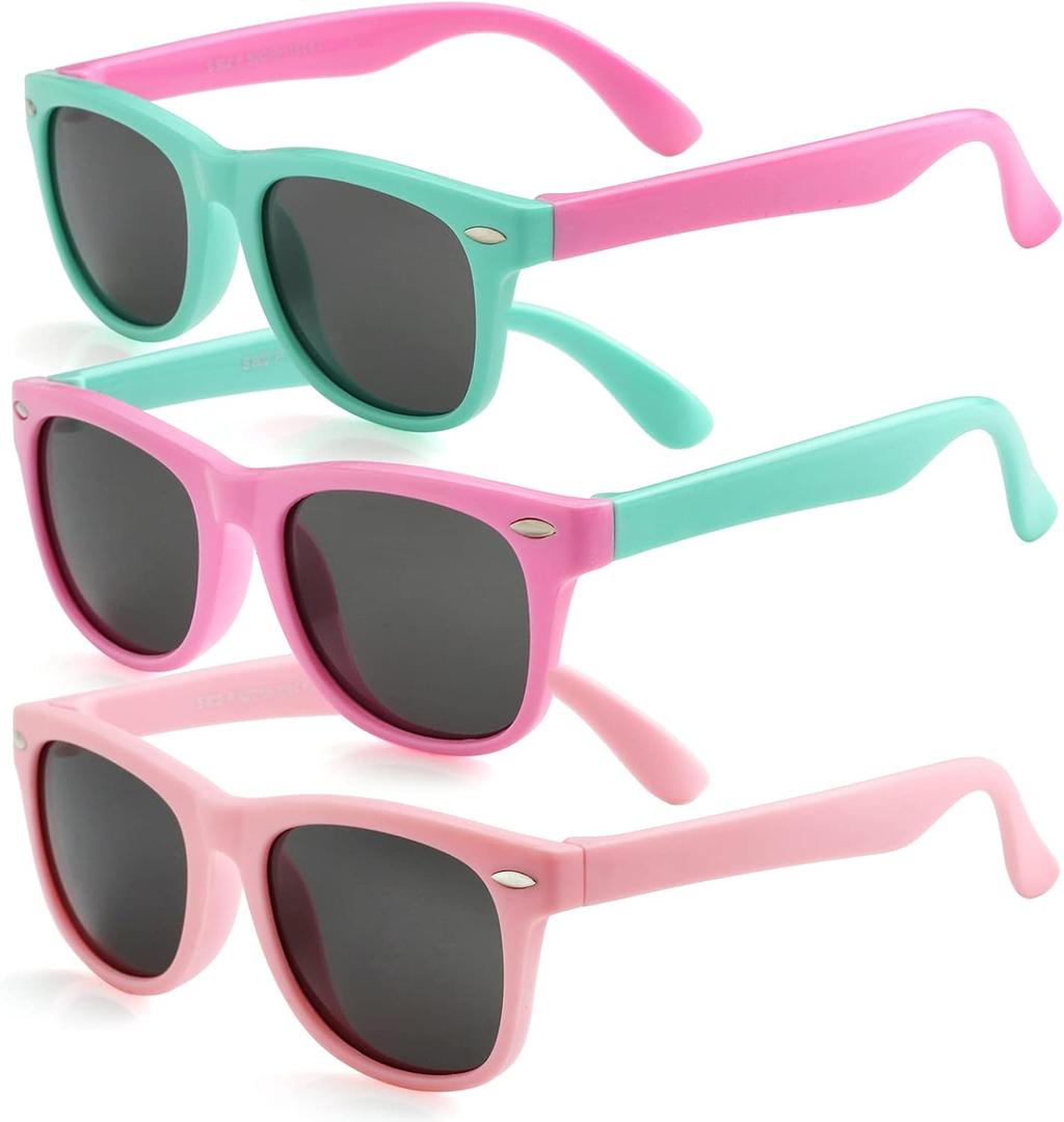 Kursan Kids Polarized Sunglasses for Boys Girls TPEE Rubber Flexible Frame Shades Age 3-12 (01 Mint Green/Pink + Pink/Mint Green + All Pink (3 Pack)) Kursan Kids Polarized Sunglasses for Boys Girls TPEE Rubber Flexible Frame Shades Age 3-12 (01 Mint Green/Pink + Pink/Mint Green + All Pink (3 Pack))