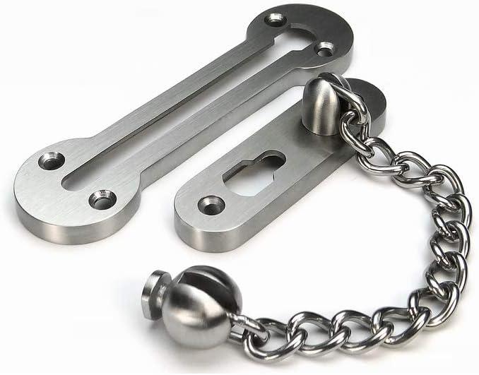 VIBORG Solid SUS304 Stainless Steel 3MM Extra-Thick Casting Heavy Duty Door Chain inside Door Limiter External Front Door Restrictor Security Lock Safety Guard Chain EK-07A-SS