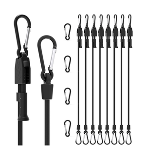 8 Pcs 48" Adjustable Bungee Cords with Hooks, Heavy Duty UV Resistant Shock Straps with Carabiner Clips