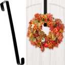 HOOSUN Wreath Hangers for Front Door,12" Wreath Hook Holder,Over The Door Hanger Hooks,Metal Garland Hangers Hook for Halloween Christmas Decorations Porch Decor