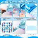 36 Pcs Winter Birthday Party Decorations Balloons Princess Snowflake Blue Purple Silver Brick Square Foil Balloon Wall Arch Kit Backdrop Double Sided Metallic Cartoon Party Supplies