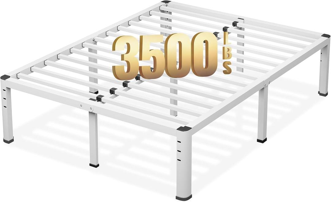 NKZ 20 Inch Full Size Metal Platform Bed Frame with Round Corner Legs