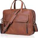 HLC 16 inch Full Grain Leather Briefcase messenger shoulder bags for men and women (tan, 16 inch)Full Grain Italian Leather Briefcase for Men Top Choice Gifts Handcrafted Laptop Bag with Multiple Compartments, 
