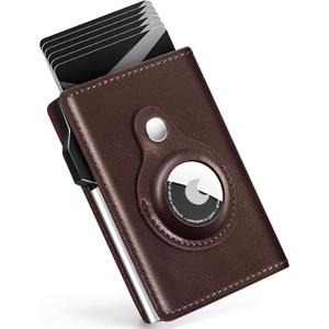 Wallet for Men Minimalist Pop Up Credit Card Case Holder 1-7 Cards, Smart Slim Wallet with Money Clip ID Window RFID Blocking Bifold Compact(Airtag Not Included) Wallets Gifts for Men (Coffee)