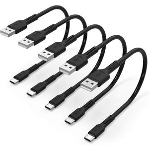 6 inch Short Fast Charging Cord, 4 Pack Durable USB A to USB Type C 3A Cable for Charging Station Compatible with Samsung Galaxy Note 9 10 S10 S20 S30 OnePlus 7T 8T LG V30 V40