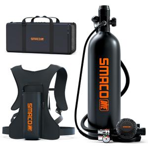 SMACO S700 Plus Mini Scuba Tank 1.9L Portable Diving Tank Reusable Pony Bottle for Underwater Exploration Lung Air Tank Kit Diving Cylinder for Emergency Rescue Boat Cleaning Backup Air Source